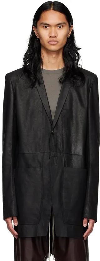 Rick Owens Black Lido Leather Jacket