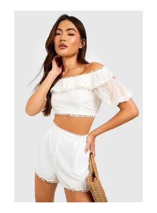 Dobby Bardot Top & Shorts 