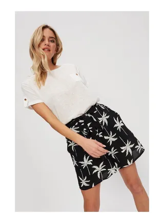 Palm Leaf Print Tie Waist Short 