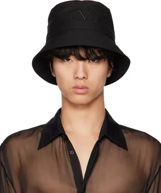 Valentino Garavani Black VLOGO Bucket Hat