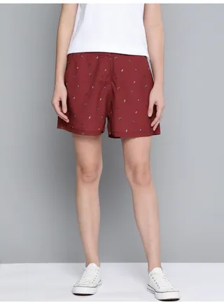 Printed Mid-Rise Casual Shorts Rio Red 