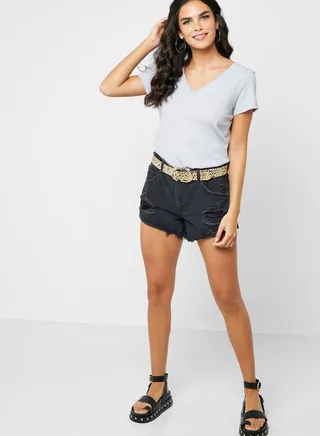 Raw Hem Denim Shorts 