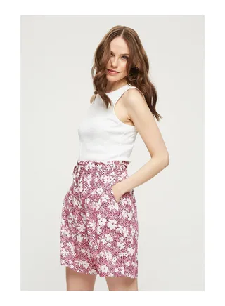 Pink Multi Floral Shirred Waist Short 