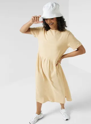 Pleated T-Shirt Midi Dress