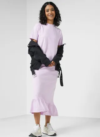 Tiered Hem Midi Dress