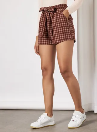 Check Shorts Rust/Beige Check 