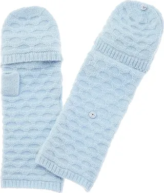 Qi Cashmere Honeycomb Stitch Pop Top Cashmere Gloves