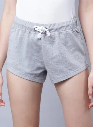 Mid-Rise Knitted Shorts Grey Melange 