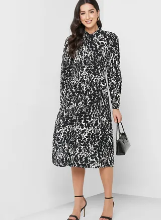 Abstract Print Shirt Dress 