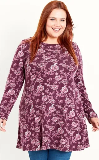 EVANS | Women's Plus Size Floral Tunic - red - 18W