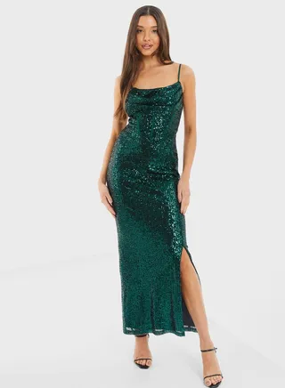 Lace Detail Sequin Dress