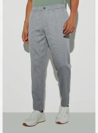 Straight Fit Textured Oxford Pants 