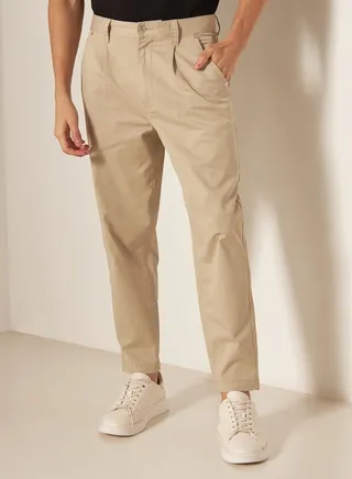 Lee Cooper Pleated Baggy Chinos with Pockets 
