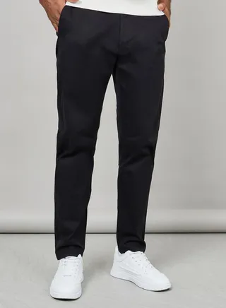 Solid Slim Fit Cotton Stretch Chinos