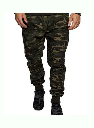 Camouflage Casual Drawstring Pants Green camouflage 