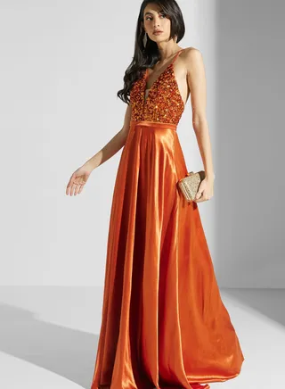 Cross Back Satin Dress
