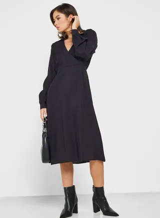 V-Neck Tiered Dress 