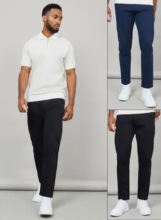 Pack of 2- Pintuck Skinny Fit Chinos 