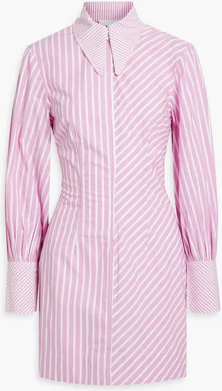Striped cotton-poplin mini shirt dress