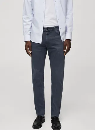 Straight Fit Mid Wash Jeans 
