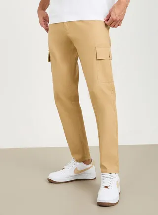 Cotton Slub Relaxed Fit Cargo Pants 
