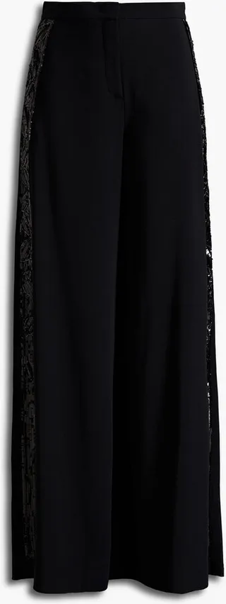 Embellished cady wide-leg pants