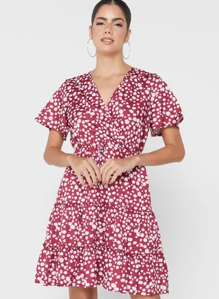 Ruffled Printed Dress 