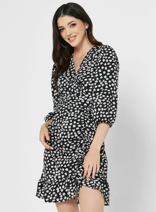 V-Neck Printed Dress 