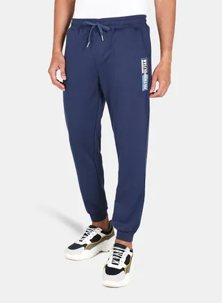 Casual Applique Joggers Navy Blue 