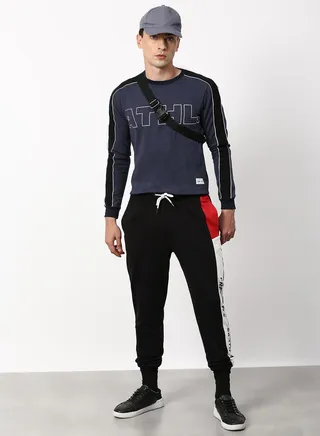 Regular Fit Joggers White Printed/Black 