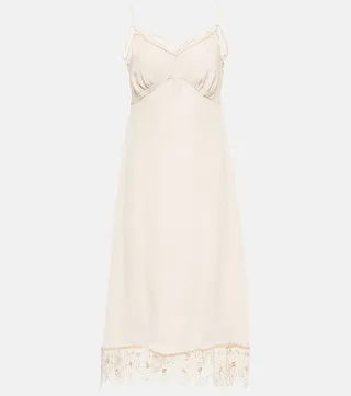 Lace-trimmed midi dress