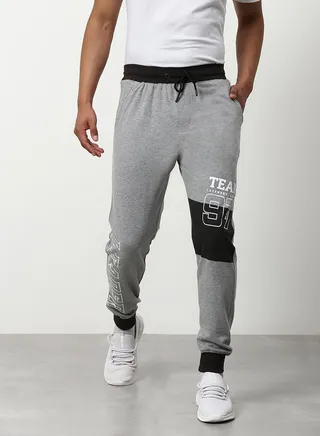 Regular Fit Joggers Grey Melange/White 