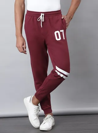 Casual Mid-Rise Joggers Maroon 