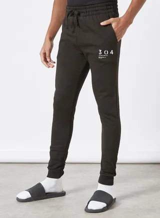 Stamp Print Joggers Black 