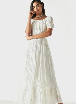 Plisse Tiered Dress
