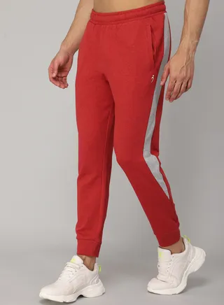Colourblock Terry Joggers Maroon 