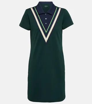 Chevron pique polo minidress
