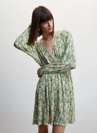 Ruched Waist Floral Print Dress 