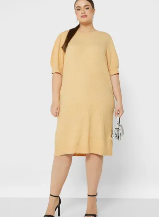 Balloon Sleeve Knitted Dress 