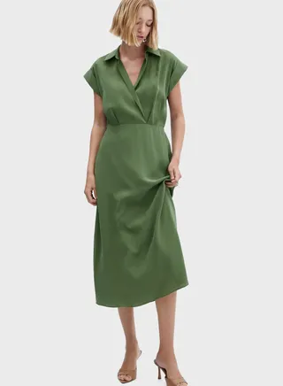 Surplice Neck Belted Dress 