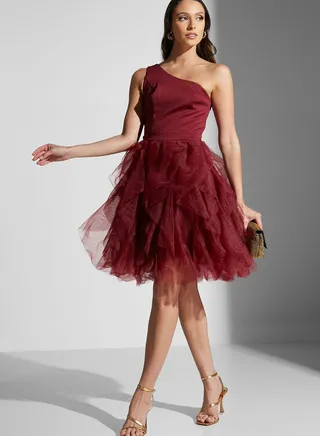 One Shoulder Tiered Dress 