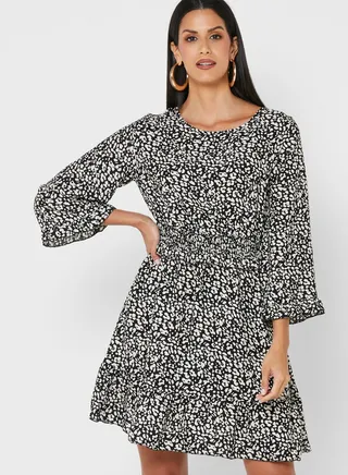 Printed Fit & Flare Dress 