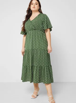 Printed Tiered Detail Dress