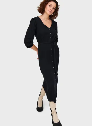 Tie Detail Button Down Dress 