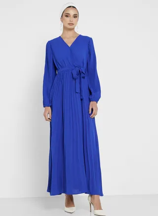 Pleated Wrap Dress 