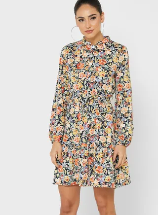 Printed Belt Dress 