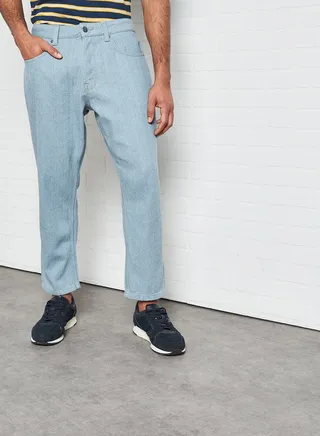 Beam Tap Crop Jeans Blue Denim 