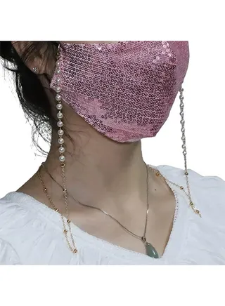 Pearl Beaded Gold Chain Eyeglass 