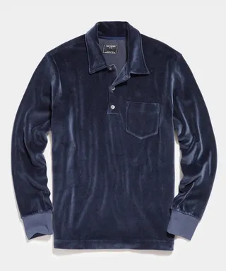 Velour Polo in Navy