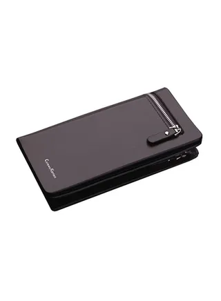 Business Wallet With Zip Coin Pocket And Id Window Dark Brown 